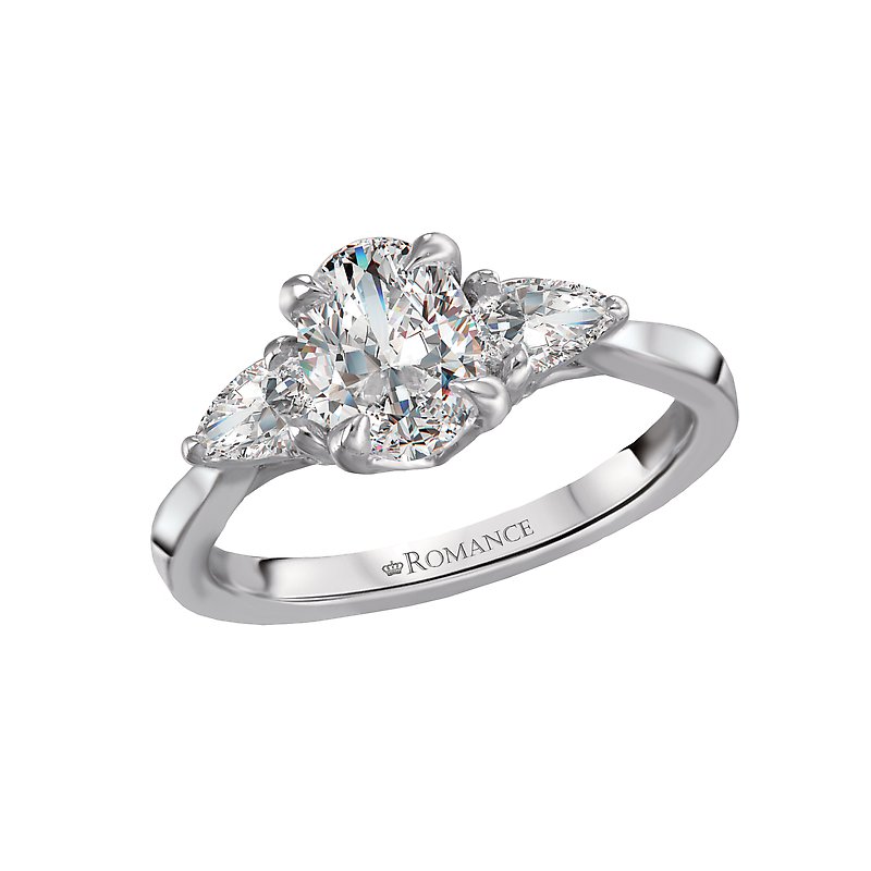 Orbelle 3 Stone Oval Diamond Engagement Ring in 14K White Gold