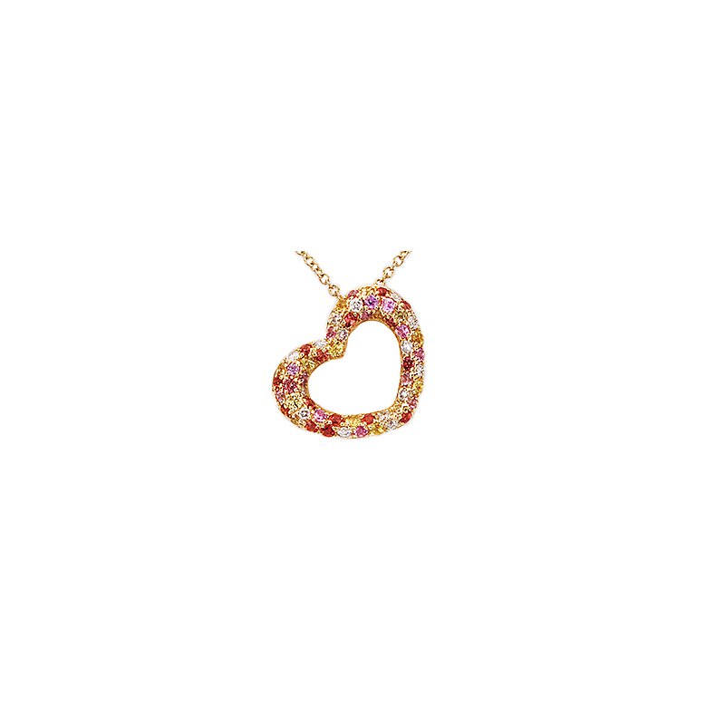Luxora 14K Yellow Gold Diamond and Sapphire Heart Necklace
