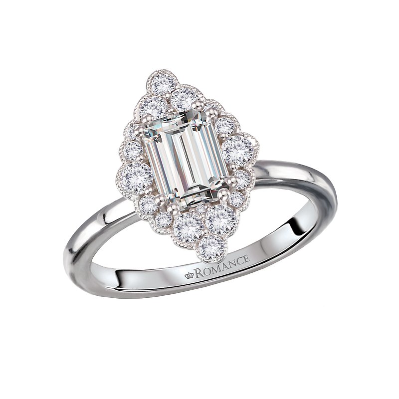 Orbelle Halo and Milgrain 14K White Gold Semi-Mount Engagement Ring