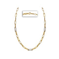 14kt Yellow Gold Italian Paperclip Style Necklace with White Diamond Links