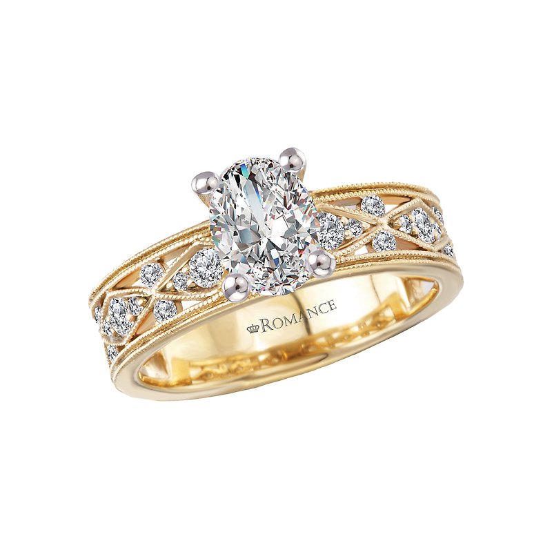Orbelle 14K Yellow Gold Semi-Mount Oval Diamond Engagement Ring