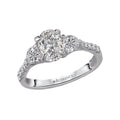 Orbelle 3 Stone Semi-Mount Diamond Ring in 14K White Gold