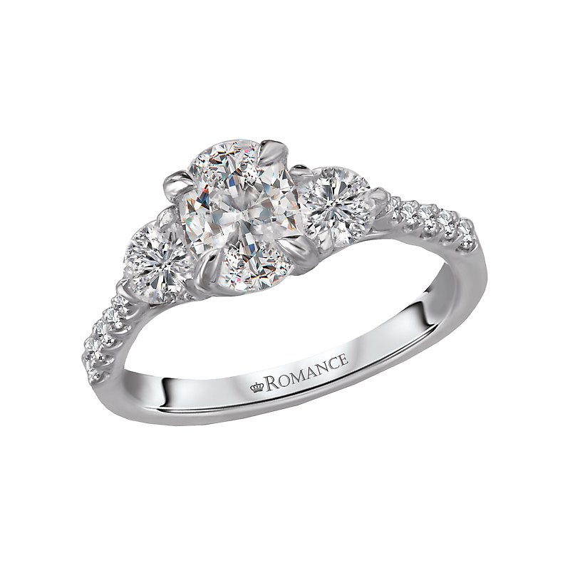 Orbelle 3 Stone Semi-Mount Diamond Ring in 14K White Gold