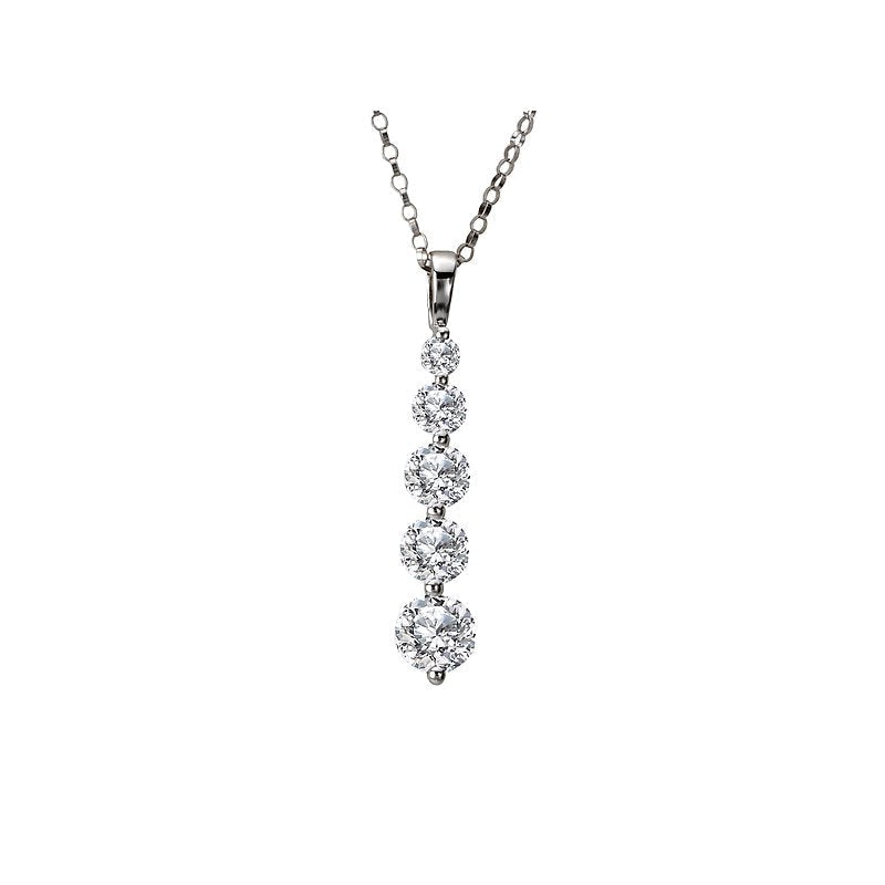 Luxora 14K White Gold Diamond Pendant - Round Cut Graduated Diamonds (1 Carat Total Weight)