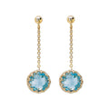 Luxora 14kt Blue Topaz Dangle Earrings - Elegant Swiss Blue Topaz Drops in 14K Yellow Gold