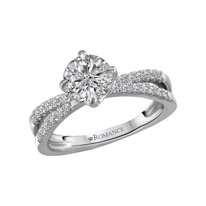 Orbelle Split Shank Semi-Mount Diamond Ring in 18K White Gold