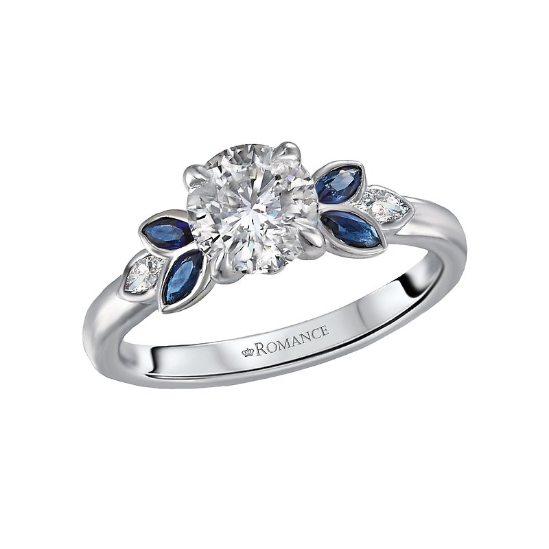 Orbelle Sapphire and Diamond Semi-Mount Ring in 18K White Gold