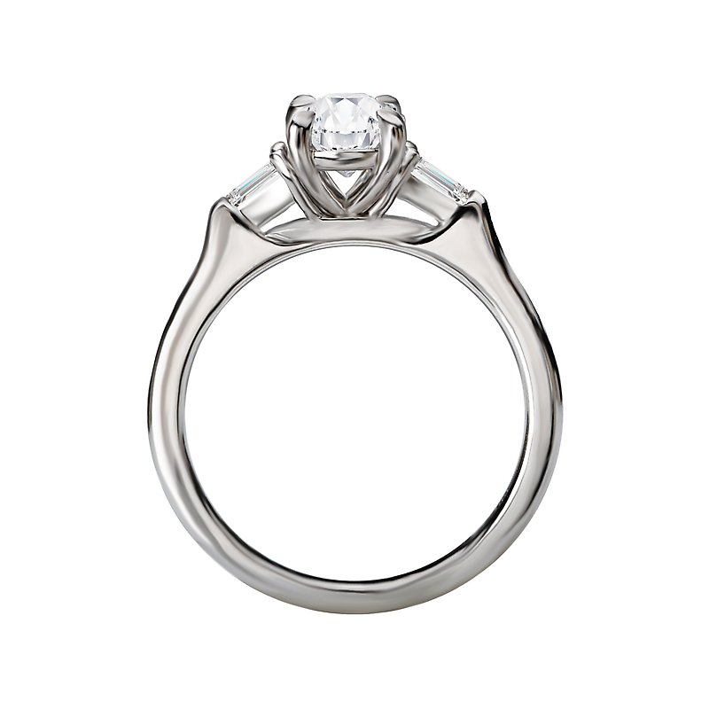 Orbelle White Gold 3-Stone Oval Diamond Semi-Mount Engagement Ring