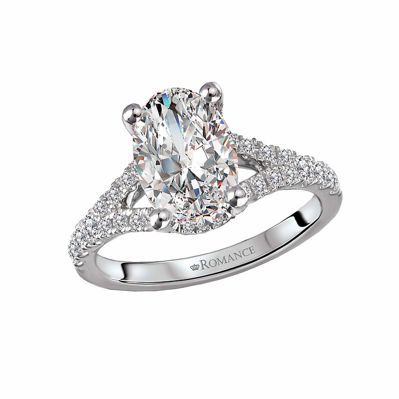 Orbelle Split Shank Diamond Engagement Ring | 14K White Gold