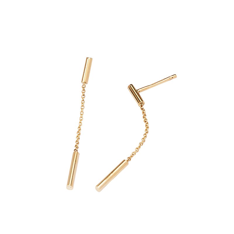Luxora Italian 14kt Gold Linear Chain Dangle Earrings