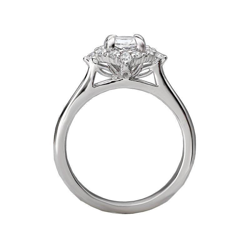 Glemera Halo Semi Mount Ring - 14K White Gold Round & Marquise Diamond Engagement Ring