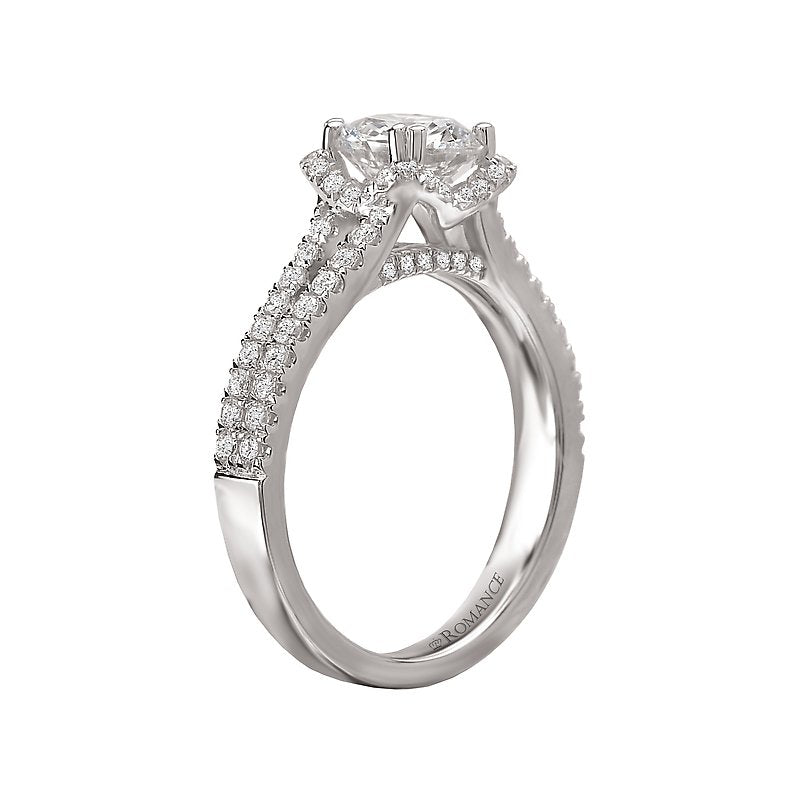 Orbelle Halo Semi-Mount Diamond Ring in 18K White and Rose Gold