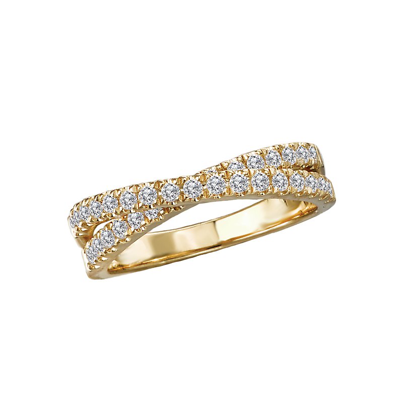 Luxora Ladies Fashion Diamond Criss-Cross Band Ring in 14K Yellow Gold (D 1/2 carat total weight)