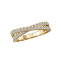 Luxora Ladies Fashion Diamond Criss-Cross Band Ring in 14K Yellow Gold (D 1/2 carat total weight)