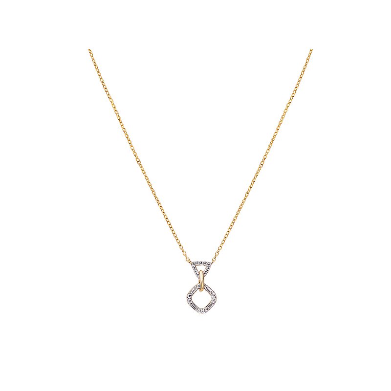 Luxora Lab Grown Diamond Triangle and Square Necklace in 14K Yellow Gold