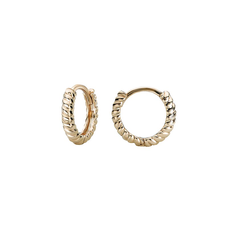 Chic 14kt Yellow Gold Twisted Rope Huggie Hoop Earrings