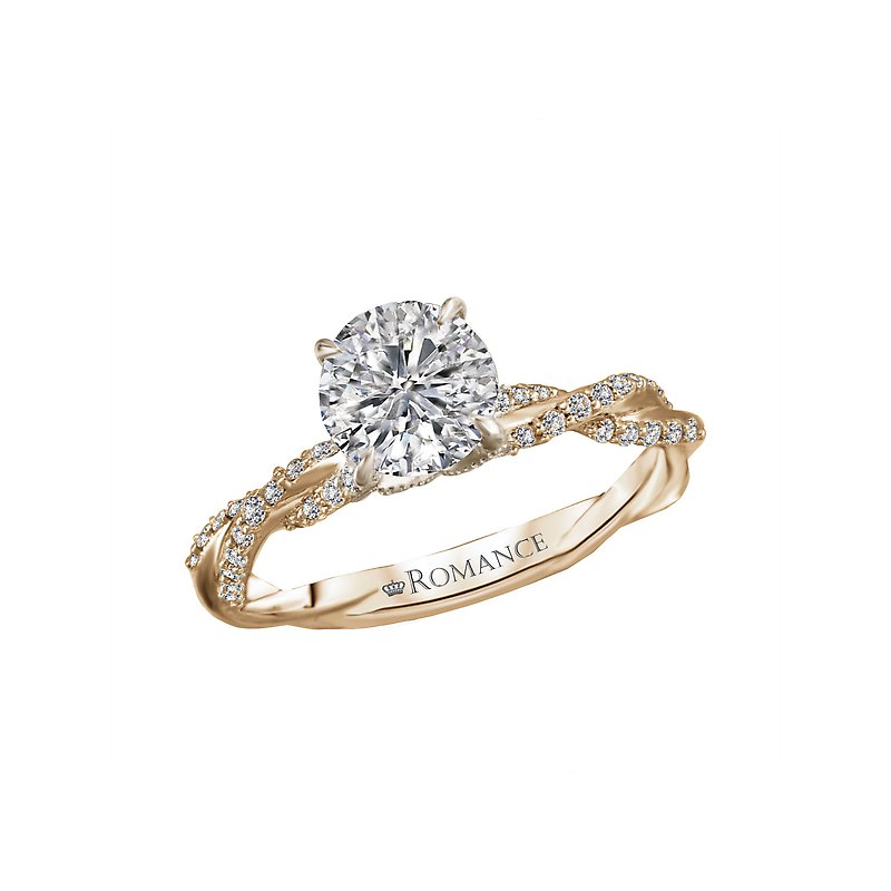 Orbelle Twisted Shank 14K Yellow Gold Semi-Mount Engagement Ring with Round Diamond Accent