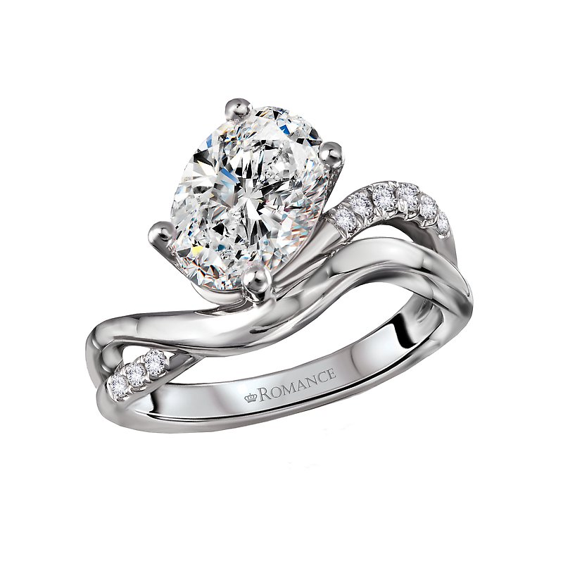 Orbelle 14K White Gold Semi-Mount Diamond Wave Shank Engagement Ring
