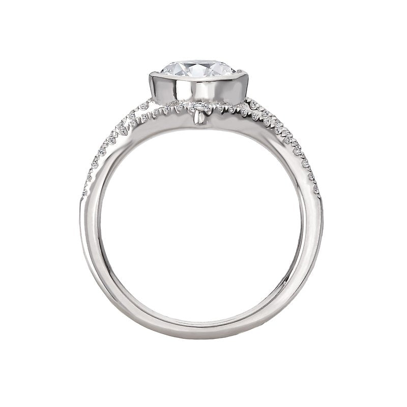 Orbelle 14K White Gold Split Shank V-Curve Semi-Mount Diamond Ring