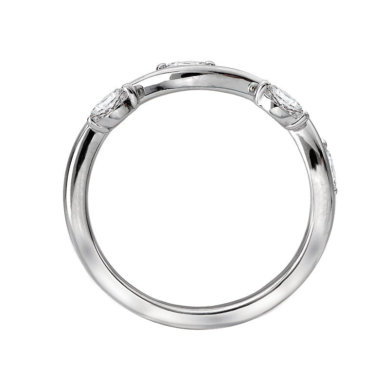 Glemera Curved Matching Wedding Band in 14K White Gold with 1/7 Carat Diamonds