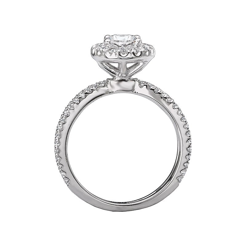 Orbelle Halo Oval Diamond Ring in 14K White Gold