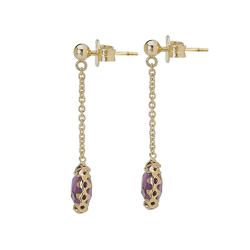 Chic Luxora Amethyst Gemstone Earrings in 14K Yellow Gold
