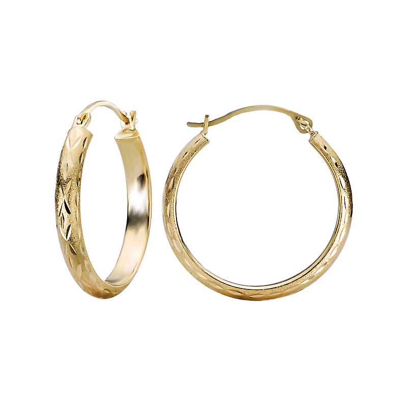 Luxora 14K Yellow Gold Diamond Cut Dome Hoop Earrings