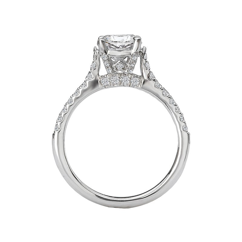 Glemera Peg Head Diamond Ring Semi-Mount in 14K White Gold