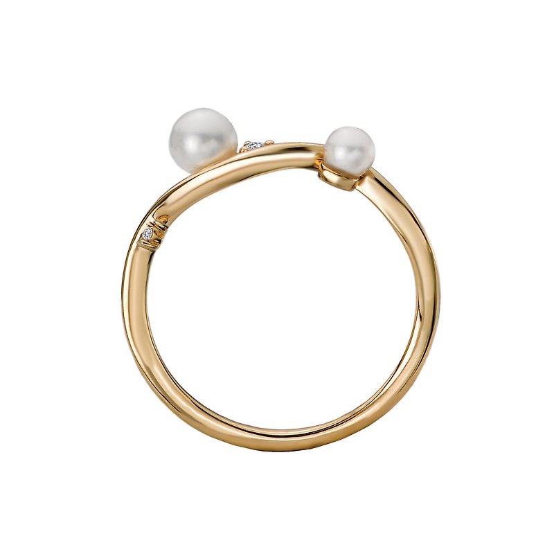 Luxora Classic 14K Yellow Gold Pearl and Diamond Ring