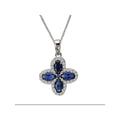 Luxora White Gold Sapphire Clover Pendant with Diamond Accent