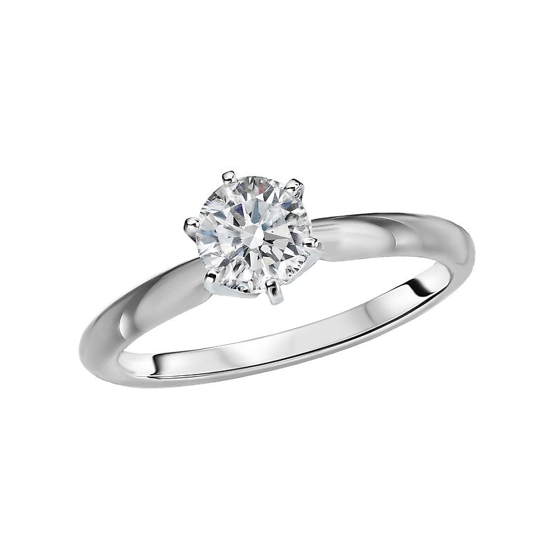 Glemera 14K White Gold Solitaire Diamond Ring - Round 3/4 ctw