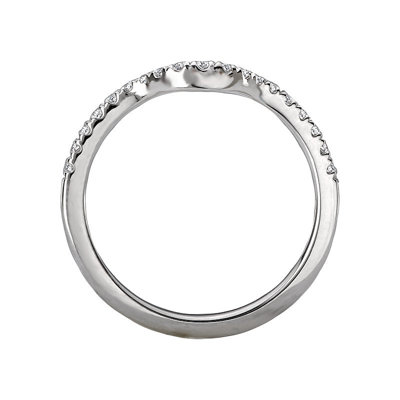 Orbelle Curved Wedding Band in 14K White Gold with Round Brilliant Cut Diamonds
