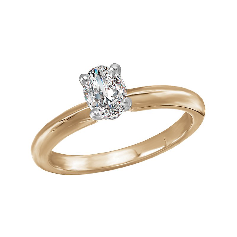 Glemera Solitaire Oval Diamond Engagement Ring in 14K Yellow Gold