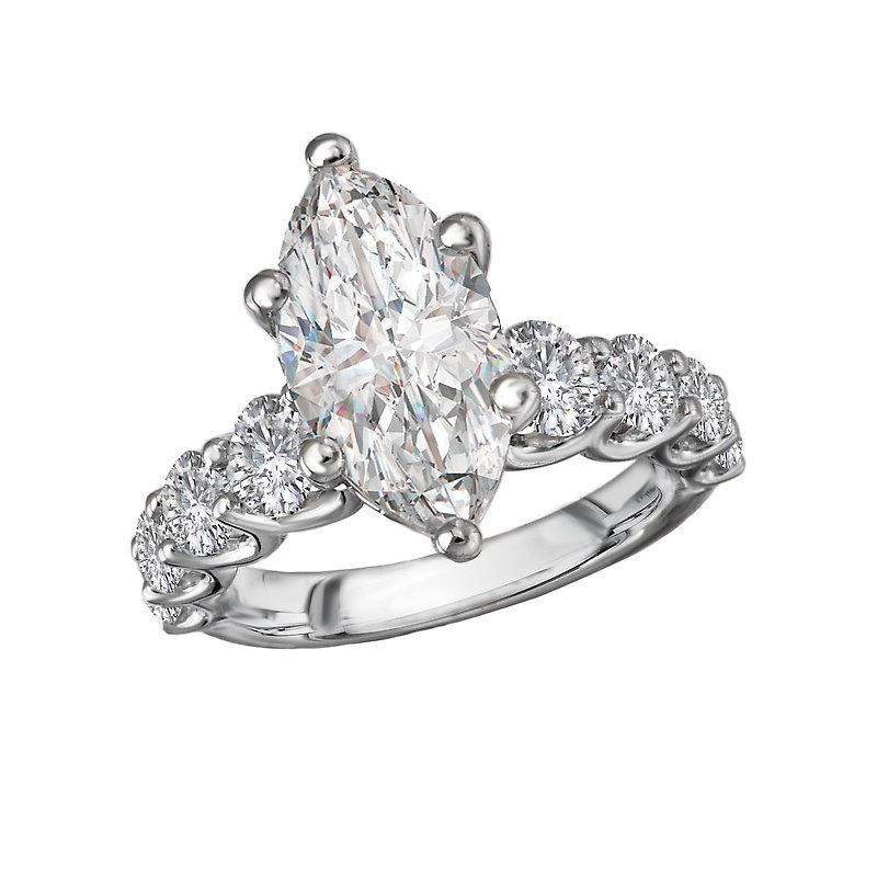 Bandora 14K White Gold Marquise Cut Lab Grown Diamond Engagement Ring Semi-Mount