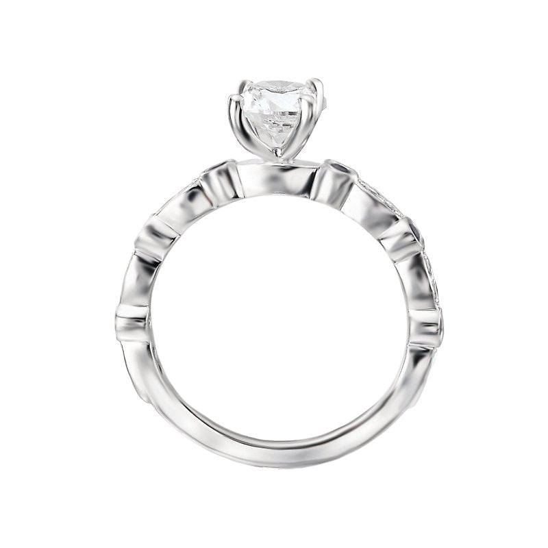 Glemera Diamond and Sapphire Oval Semi-Mount Engagement Ring in 14K White Gold
