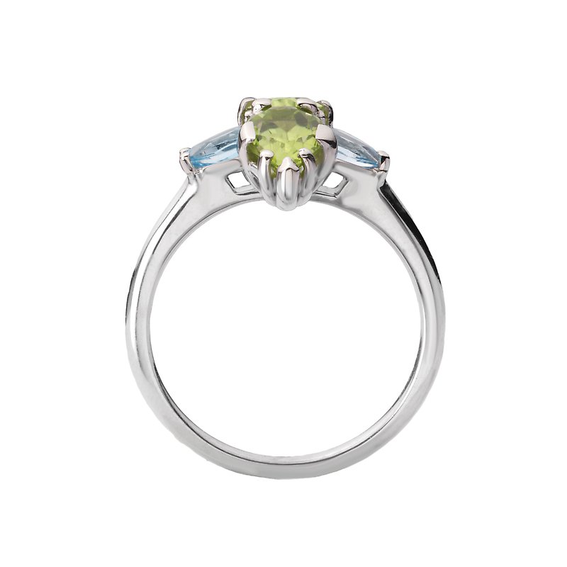 Luxora 14kt White Gold Peridot and Blue Topaz Pear Shaped Ring