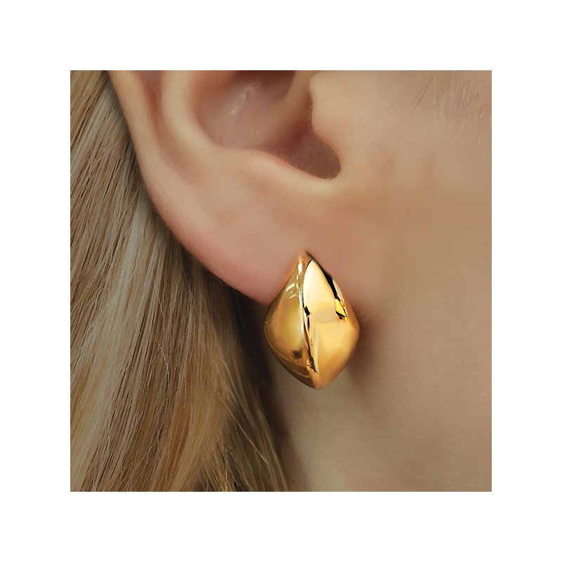 Luxora 14K Yellow Gold Omega-Clip Drop Earrings