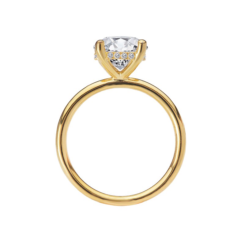 Orbelle 14K Yellow Gold Hidden Halo Engagement Ring with 8.2mm Round Diamond Setting