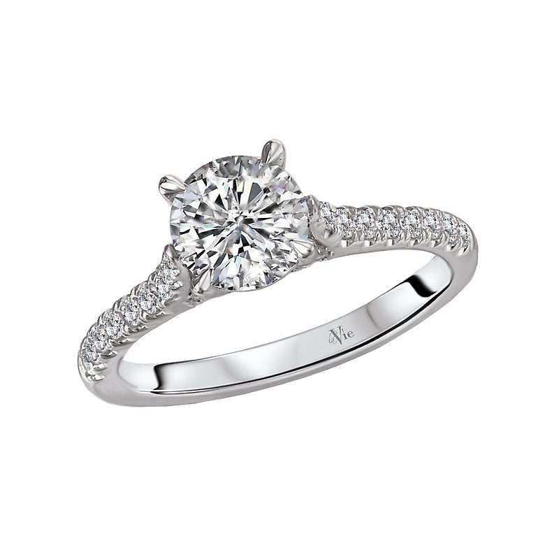 Glemera Peg Head Diamond Ring Semi-Mount in 14K White Gold