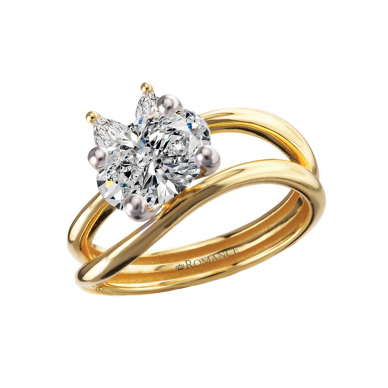 Orbelle Waved Split Shank Diamond Engagement Ring in 14K Yellow Gold