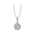 Luxora 14K White Gold Semi-Mount Diamond Pendant - Round Faceted Halo Design