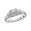 Orbelle 3 Stone Semi-Mount Diamond Ring - 14K White Gold Cushion Shape