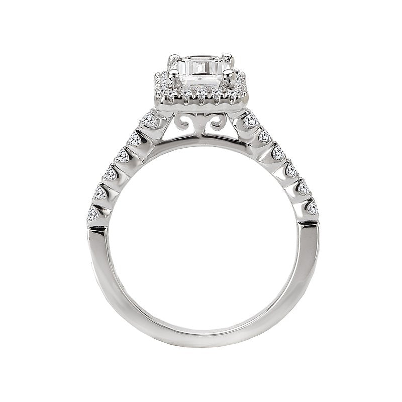 Glemera Halo Diamond Wedding Ring Semi-Mount in 14K White Gold