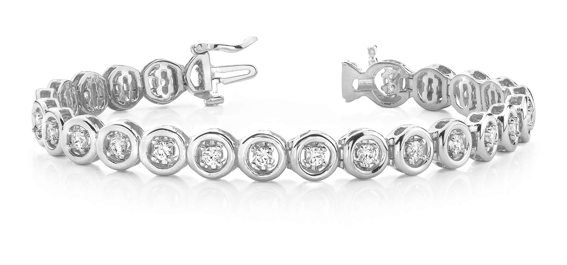 Floating Diamond Round Link Lab - Grown Diamond Bracelet with 2.86 ct.(finished) 3.25mm - Luxury Time NYC