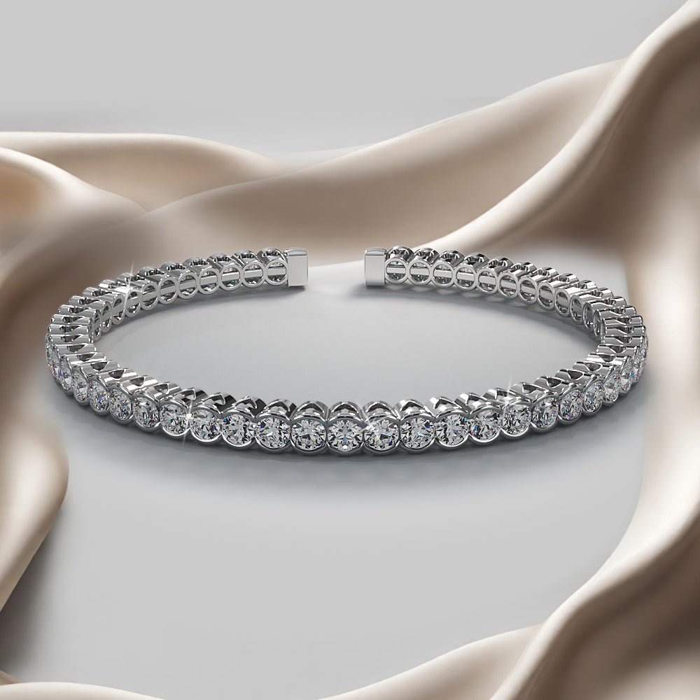 Half Bezel Set Flexible Lab - Grown Diamond Bangle with 3.03 ct.(finished) 2.5mm - Luxury Time NYC