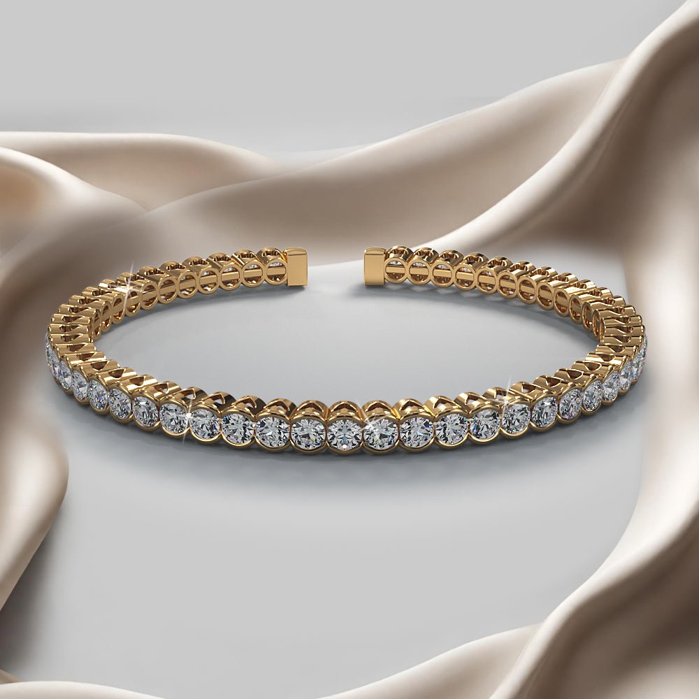 Half Bezel Set Flexible Lab - Grown Diamond Bangle with 3.03 ct.(finished) 2.5mm - Luxury Time NYC