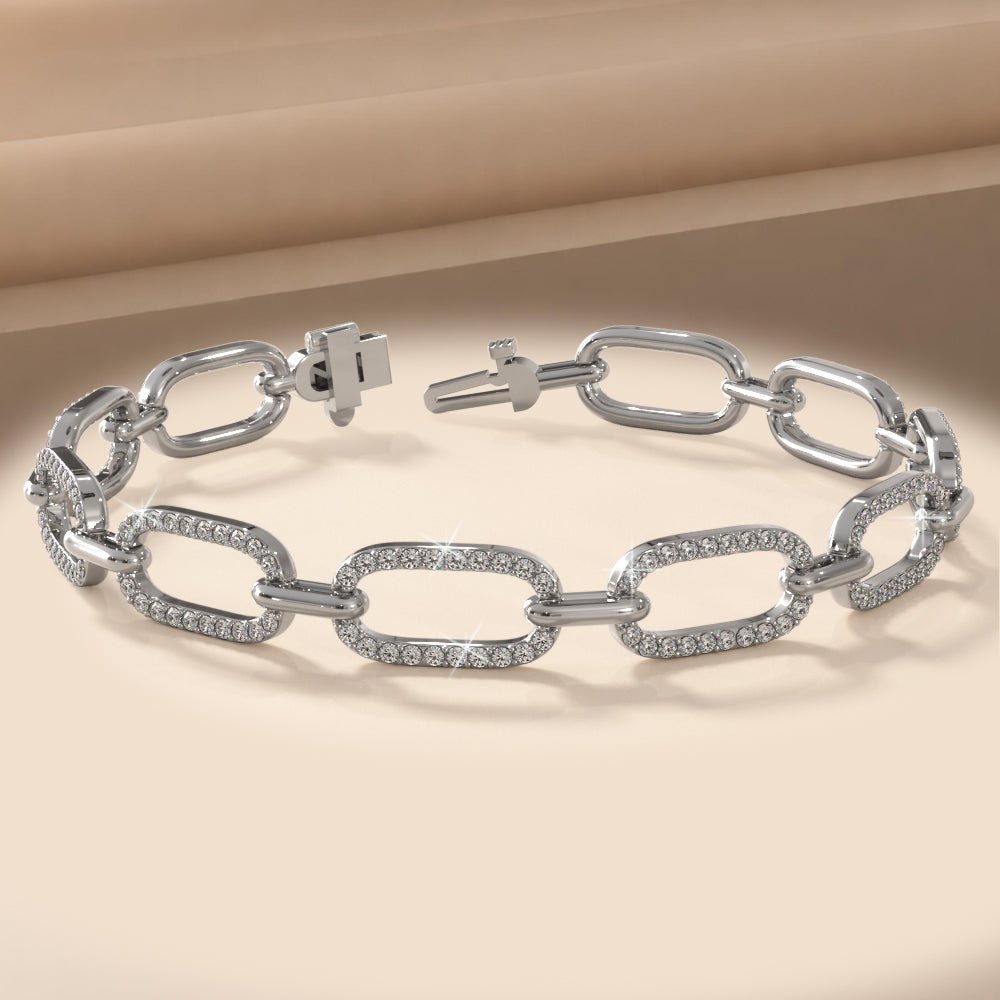 Paperclip Diamond Link Lab - Grown Diamond Bracelet with 2.60 ct.(finished) 1.4mm - Luxury Time NYC